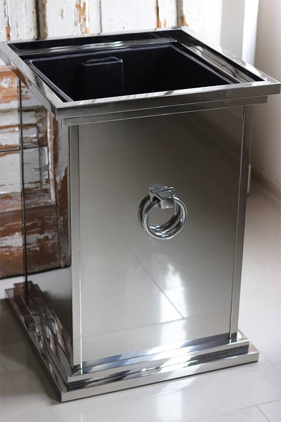 Royal Silver, metalowa donica z półką