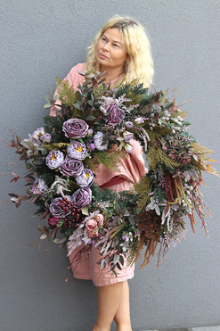 Fioletire, wysokiej jakości wieniec nagrobny, wym.65cm