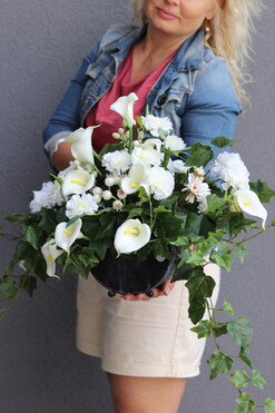 dekoracja nagrobna w naczyniu metalowym, Kallisa 2, wym.38x50cm