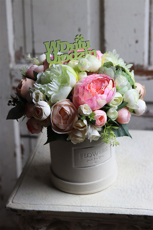 dziewczęcy flowerbox, Pudrovano, wys.34cm 