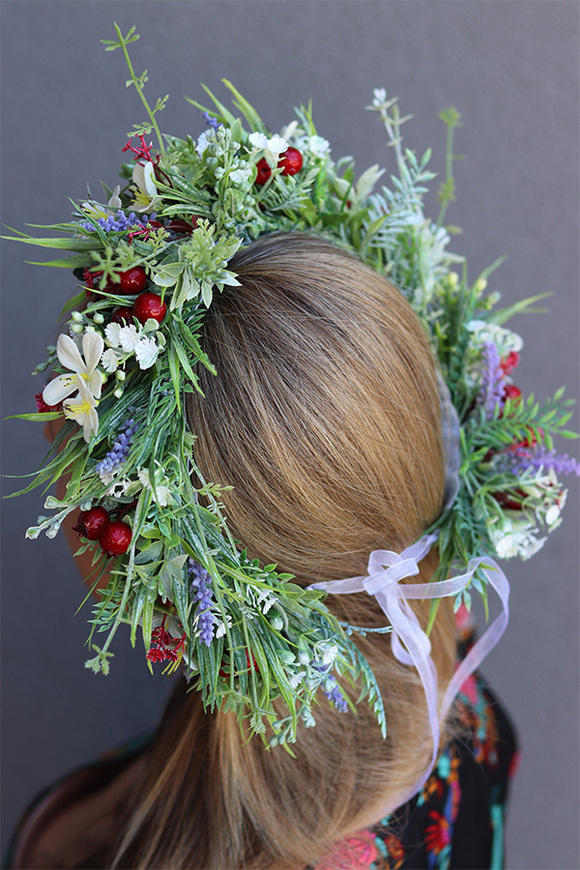 Józefina, kwiatowy wianek na głowę, rozmiar uniwersalny 