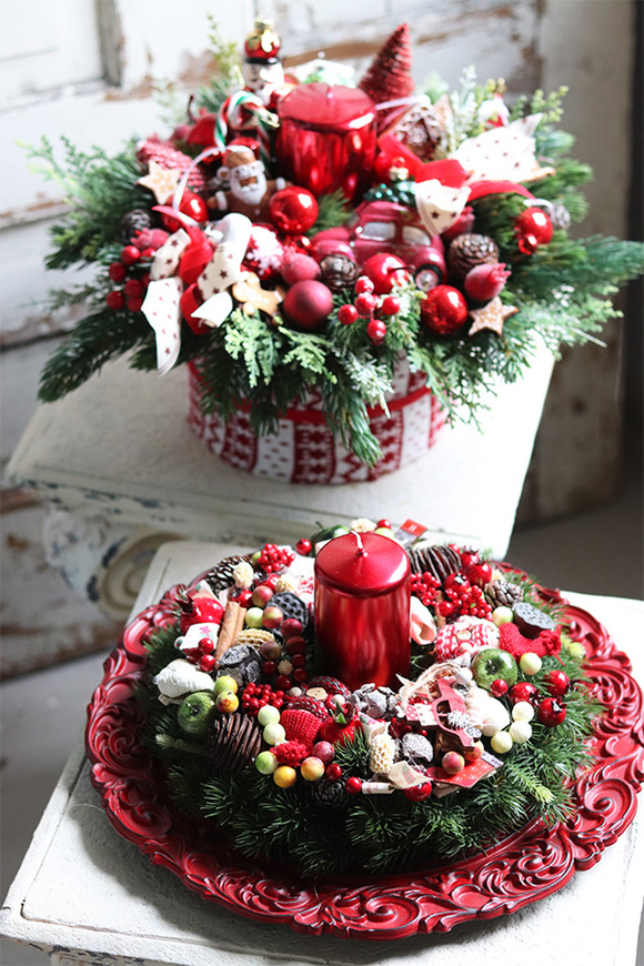 Do It Yourself Red, stroik do samodzielnego wykonania, śr.35cm 