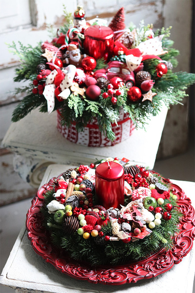 Do It Yourself Red, stroik do samodzielnego wykonania, śr.35cm 