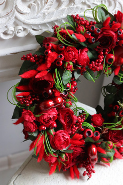 walentynkowy wianek, Czerwień Miłości, śr.40cm 