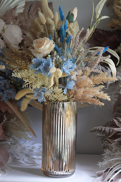 Boho Blue Goldis, dekoracyjny bukiet w wazonie, wys.67cm