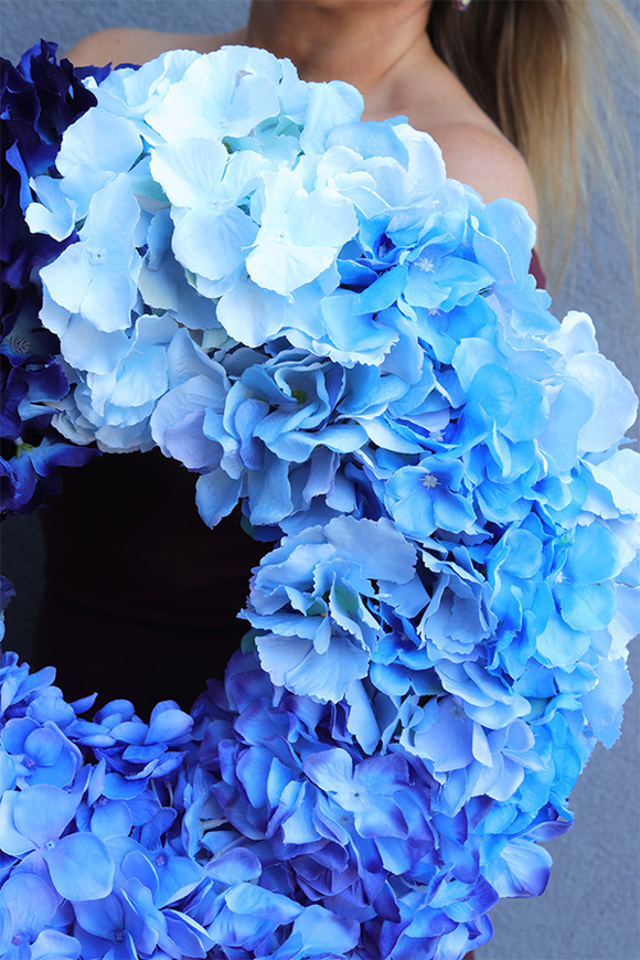 Hortensja Blue 2, wysokiej jakości wianek z hortensjami
