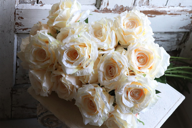 bukiet 10 szt. kremowych róż Vanilia Premium, wys.70cm 