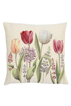 Tulipany, wielkanocna poszewka gobelinowa dwustronna, 45x45cm