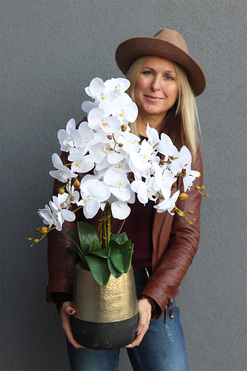 Nero Gold, sztuczny storczyk w ceramicznej donicy, wys.74cm 