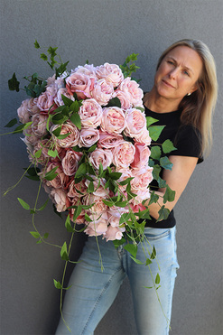 Pastelle Roses, wiązanka nagrobna, dł.60cm