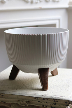 Roma Eco Jumper, osłonka doniczka na nóżkach, biały, wym.20x24cm