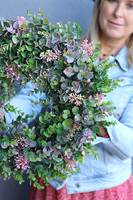 Zielone Liście B, wysokiej jakości sztuczny wianek na drzwi, śr.42cm