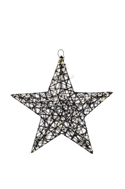 Modern Glamm, świąteczna zawieszka gwiazdka LED, czarna, wym.40x40cm