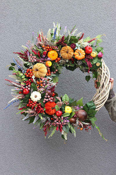 Jesienna Pora asymetryczny wianek jesienny, rozp.60cm