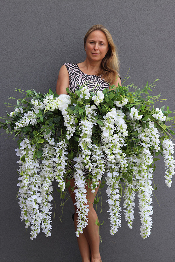 elegancka girlanda z białymi kwiatami, Wisterianna New