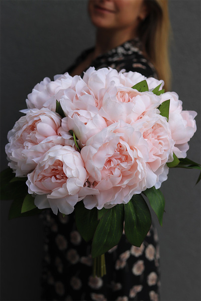 Aura, bukiet morelowo różowych peonii, wys.38cm 