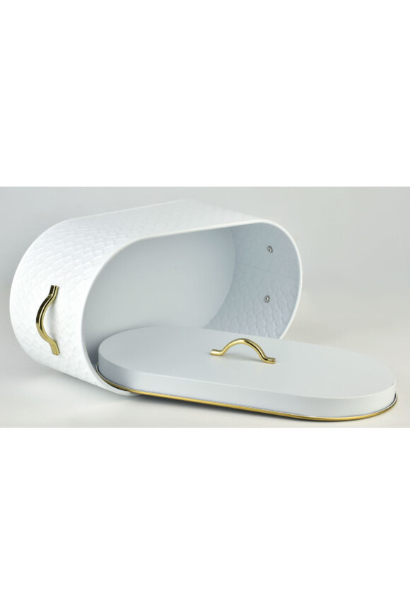 chlebak metalowy Modern Kitchen, biały, wym.34x18x13cm