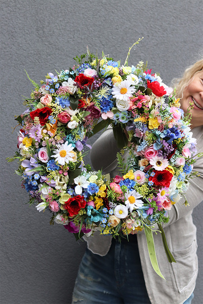 barwny wianek na drzwi, Letnia Łąka Perrani, śr.38cm 