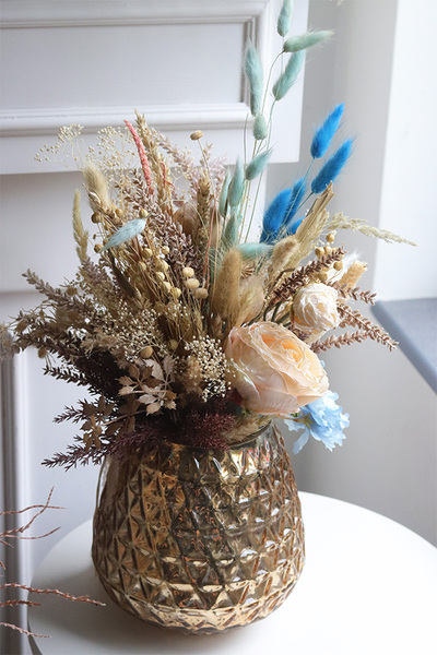 Boho Blue Bosco, dekoracyjny bukiet w wazonie