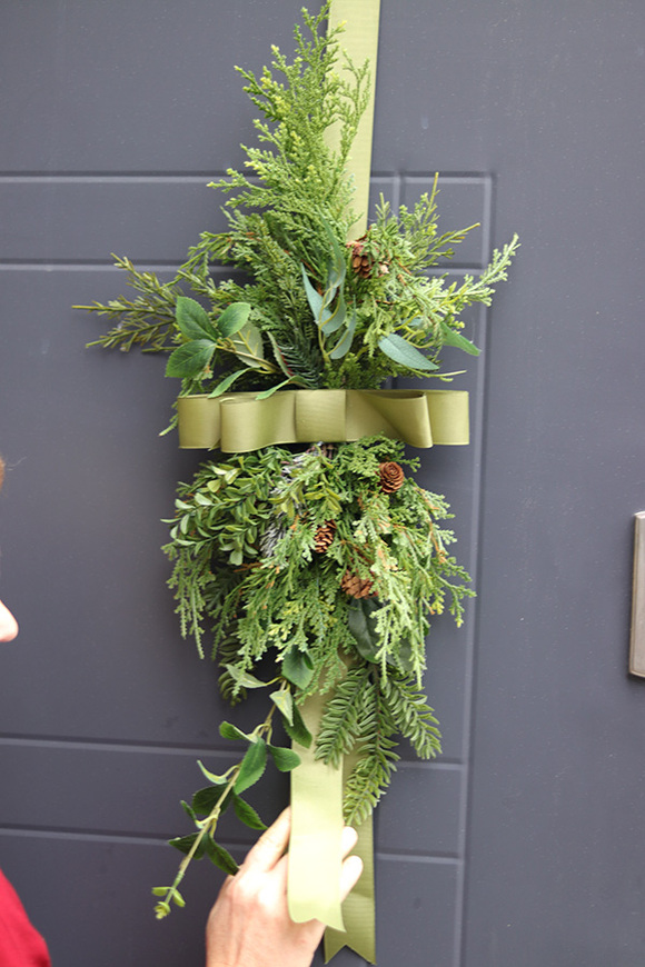 Green Christmas Door, zawieszka świąteczna na drzwi dwustronna
