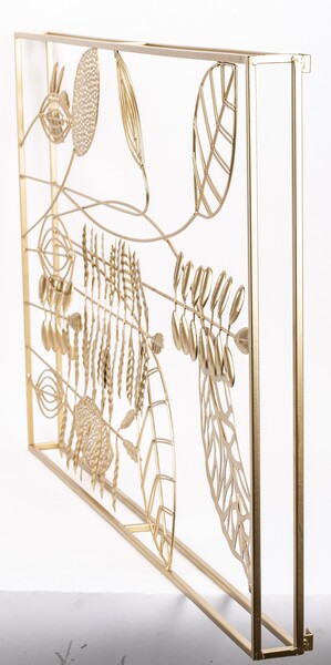 Forest A, złoty decor / dekoracja ścienna, wym.95x57cm 