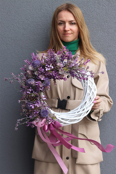 Violet Boho, asymetryczny wianek na drzwi