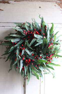 Eukaliptusowy 2, świąteczny wianek ozdobny, śr.45cm