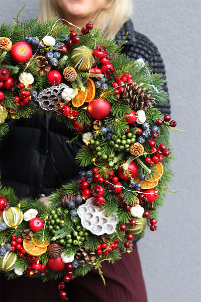 Christmas Decor 3, wianek świąteczny z lampkami LED