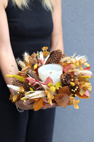 Boho Candle B, dekoracyjny wianek ze stabilizowanych roślin, śr.30cm