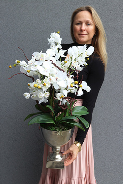 Deluxe, sztuczny storczyk w metalowym pucharze, wys.77cm