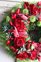 czerwony wianek walentynkowy, Serduszka, śr.30cm 