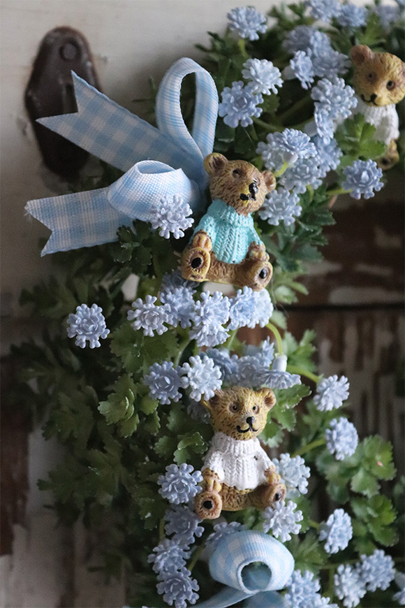 dekoracyjny wianek, Misiowe Błękity, śr.18cm