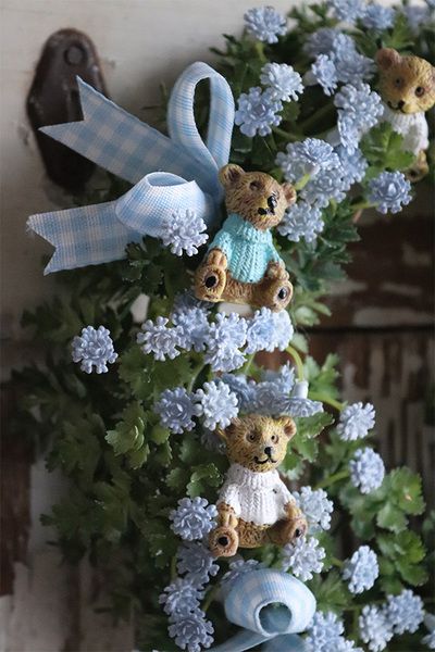 dekoracyjny wianek, Misiowe Błękity, śr.18cm