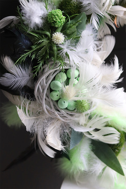 Wielkanoc w domu, wiosenny wianek dekoracyjny, rozp.43cm 