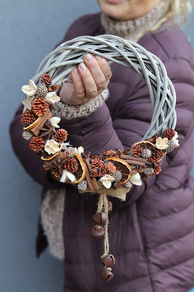 Wood Natural, świąteczny wianek z suszem