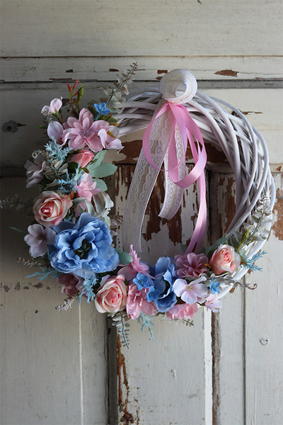 Ukrena, komplet dekoracji wielkanocnych, wianek + koszyczek + świeca