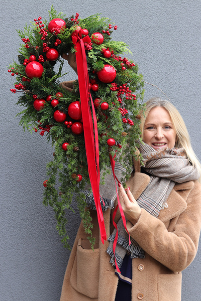 Zimowa Klasyka, świąteczny wianek z modrzewiem