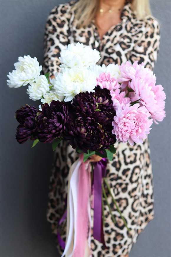 Chryzantema Memory, bukiet chryzantem, różowe	