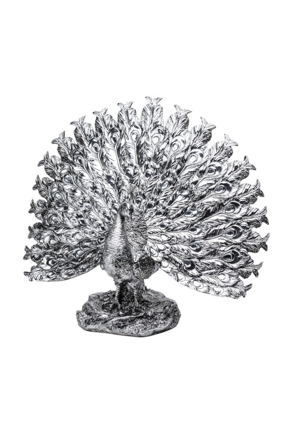Peacock Silver, figurka dekoracyjna paw