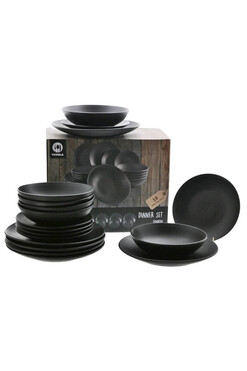 London Black, komplet obiadowy dla 6 osób, 18 elementów