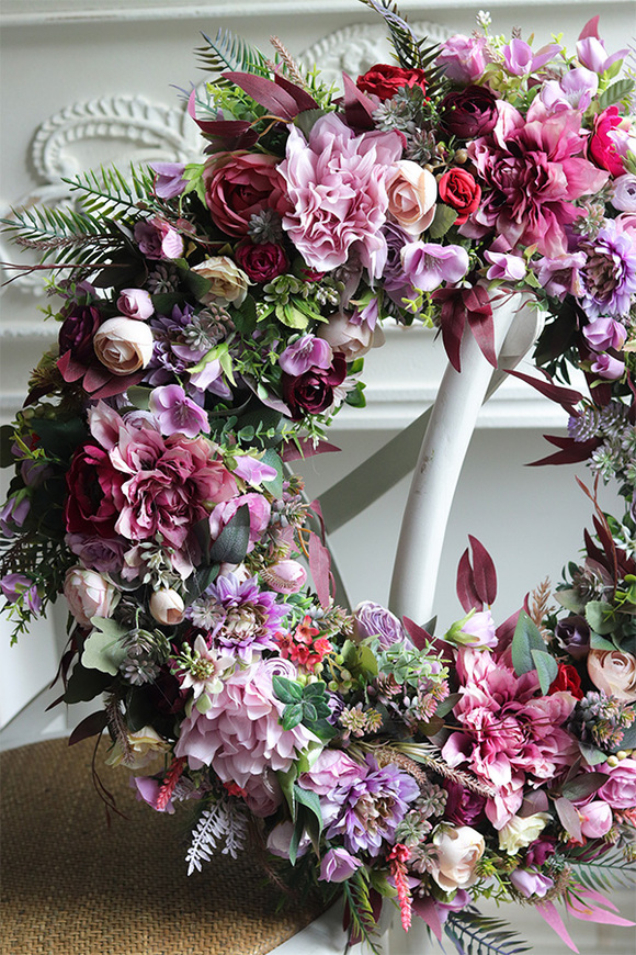 Melise, fioletowo-różowy wianek kwiatowy