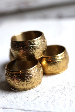 Retro Gold, metalowe obrączki na serwetki, 4szt