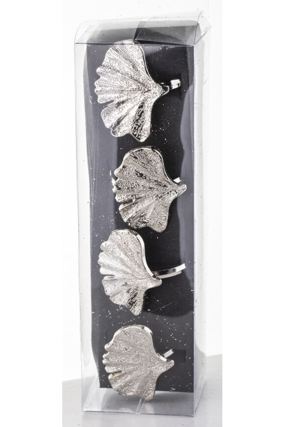 Ginko, obrączki na serwetki, miłorząb, srebrne