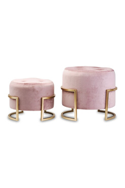 Endire Gold, welurowa pufa pikowana, różowa, kpl.2szt. 