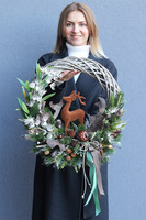 zimowy wianek z reniferem Ren Dekor, śr.47cm