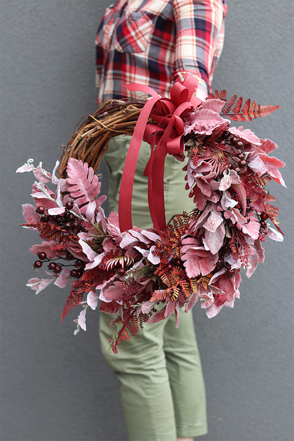 Aoife, asymetryczny jesienny wianek na drzwi