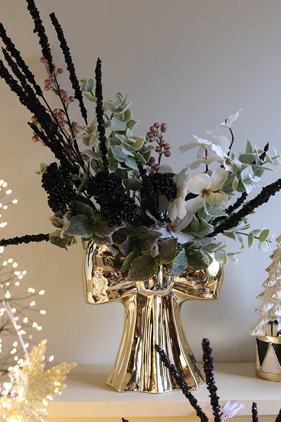 Kokarda Gold&Black, świąteczny stroik w kokardzie