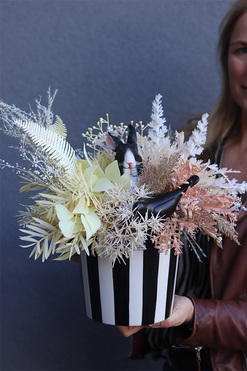 Beige Boho 2, wiosenny stroik z zajączkiem, wys.35cm