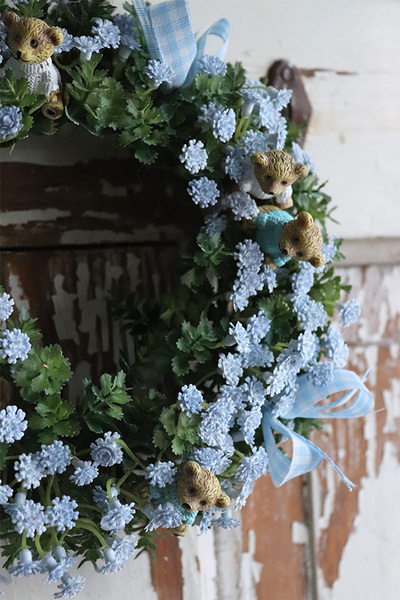 dekoracyjny wianek, Misiowe Błękity, śr.18cm