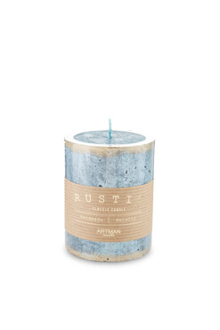 Rustic Patin, turkusowa świeca walec, cienki, wys.9cm